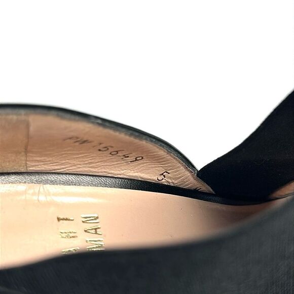 Stuart Weitzman Black Leather D'Orsay Pumps Heels Grosgrain Cross Strap US 5 - Picture 12 of 13